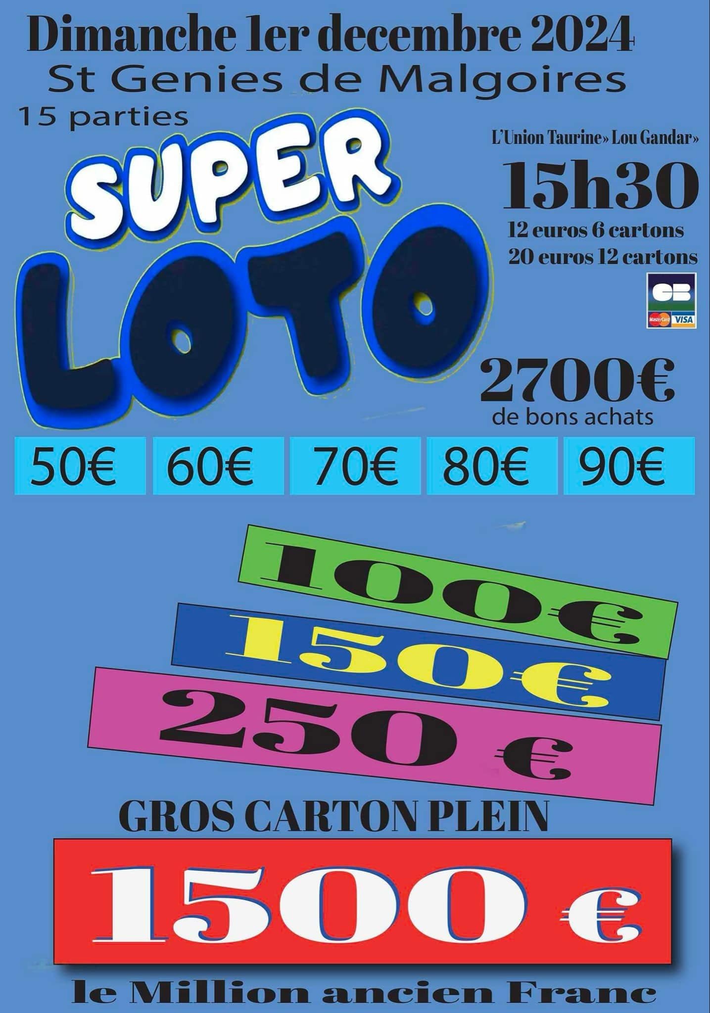 Affiche du super loto àSaint Génies-de-Malgoirès